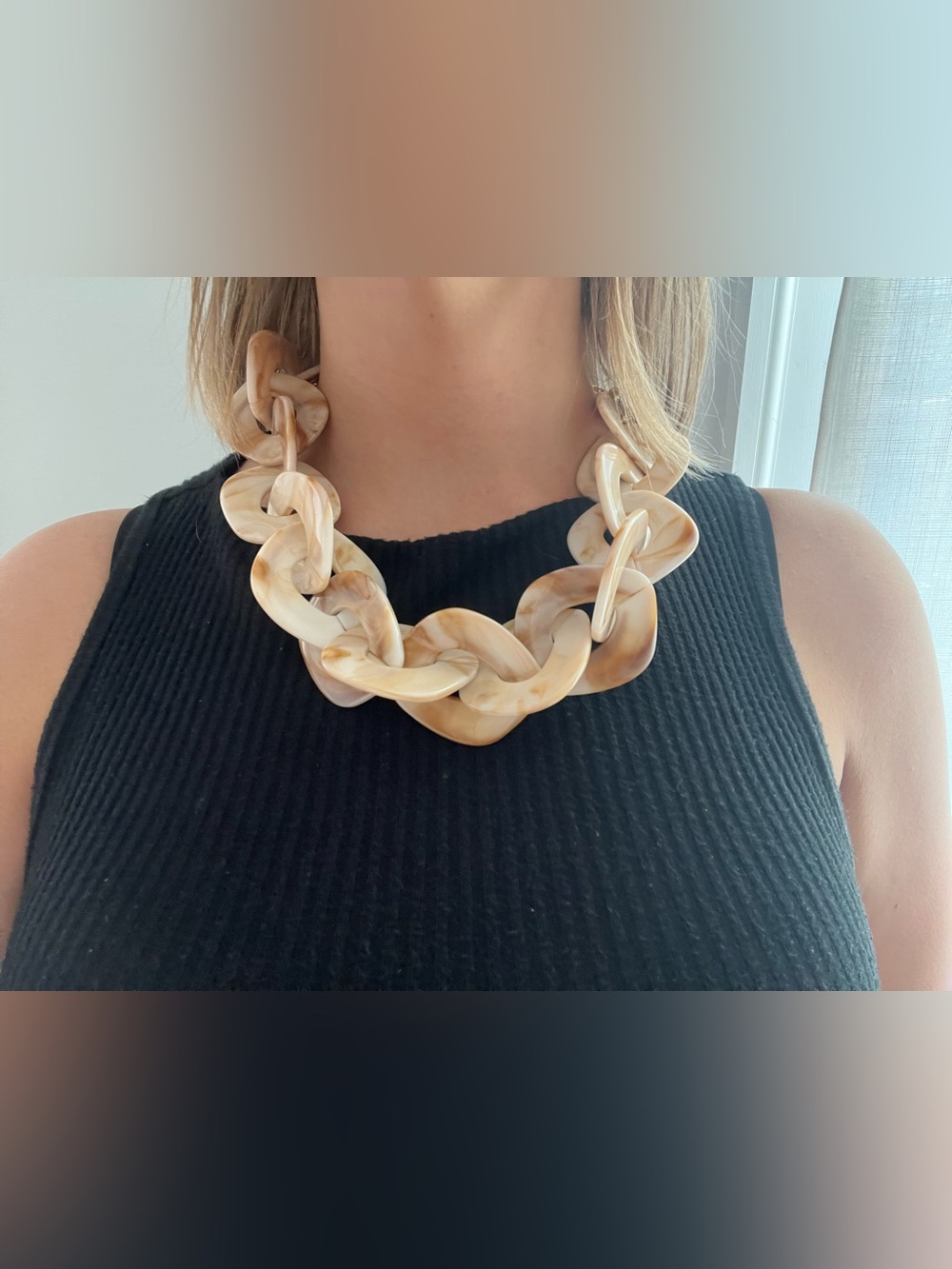 Chunky Neutral Marbled Link Necklace